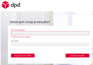 formularz na stronie dpd do szukania drogi paczki